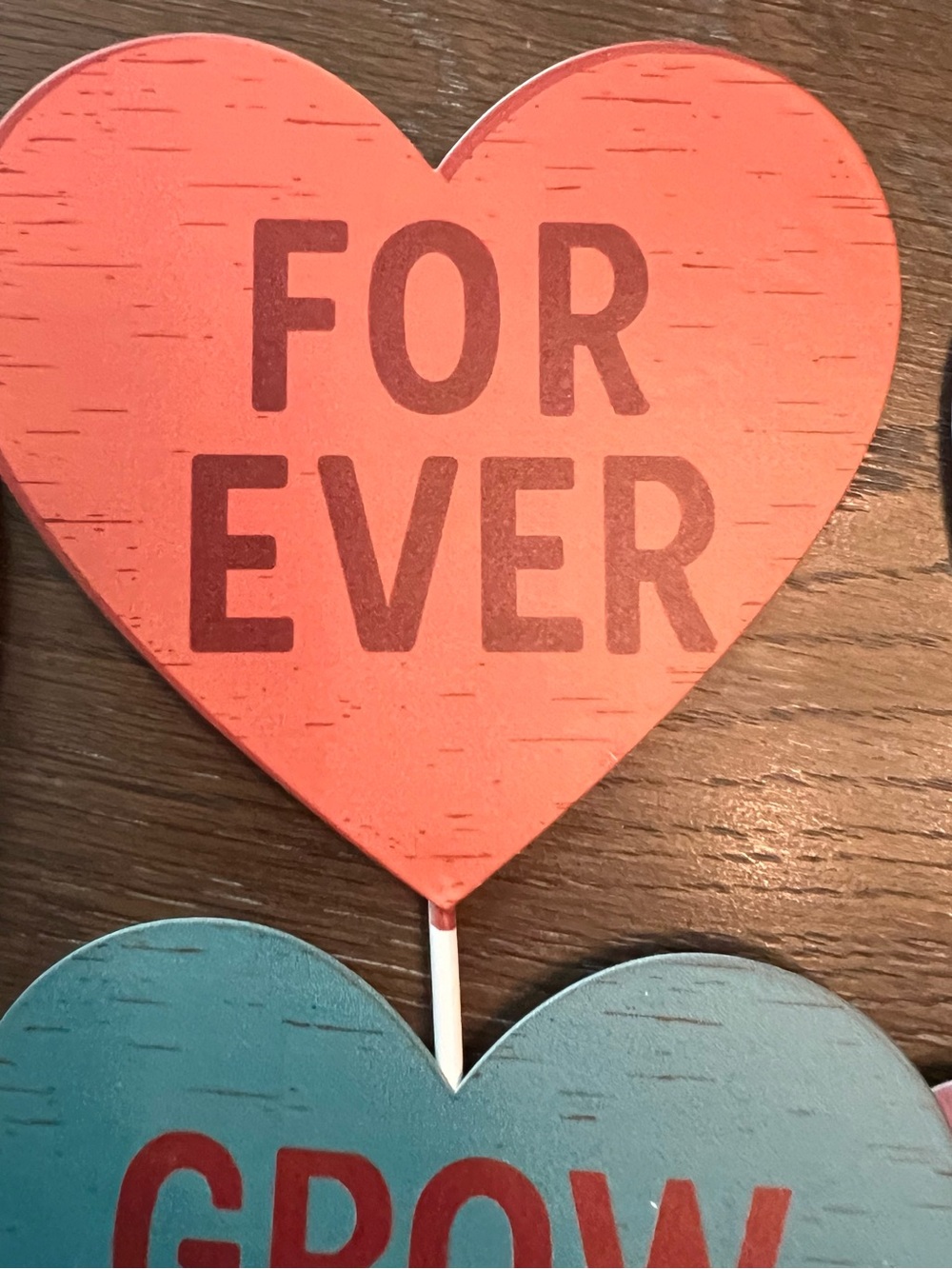 Multicolored Heart Picks Accent - FOR EVER Table/Garden Pick sets of 6 - Picture 7 of 10